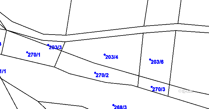 Parcela st. 203/4 v KÚ Hostim u Berouna, Katastrální mapa
