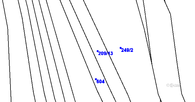 Parcela st. 209/13 v KÚ Hostim u Berouna, Katastrální mapa