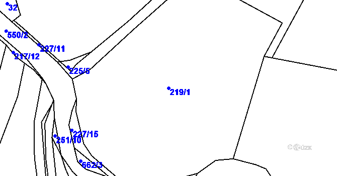 Parcela st. 219/1 v KÚ Hostim u Berouna, Katastrální mapa