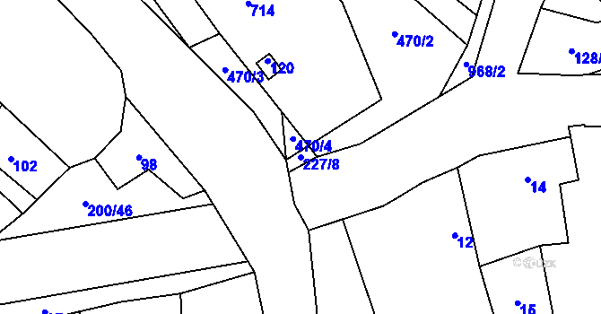 Parcela st. 227/8 v KÚ Hostim u Berouna, Katastrální mapa