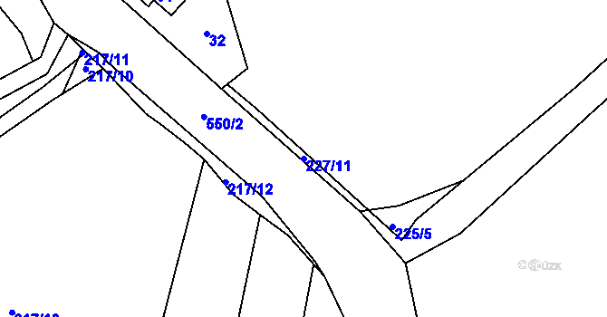 Parcela st. 227/11 v KÚ Hostim u Berouna, Katastrální mapa