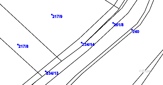 Parcela st. 234/14 v KÚ Hostim u Berouna, Katastrální mapa