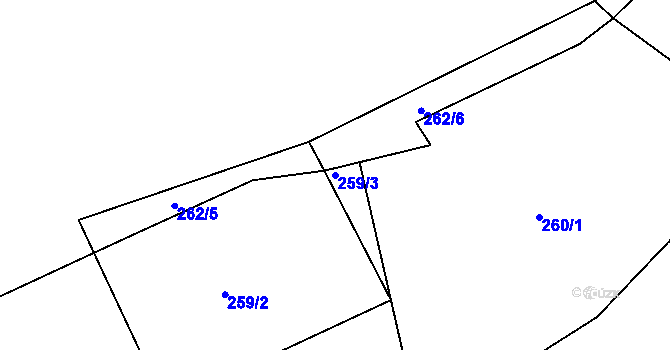 Parcela st. 259/3 v KÚ Hostim u Berouna, Katastrální mapa
