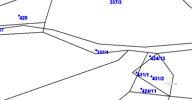 Parcela st. 337/1 v KÚ Hostim u Berouna, Katastrální mapa