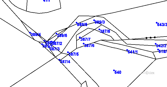 Parcela st. 387/6 v KÚ Hostim u Berouna, Katastrální mapa
