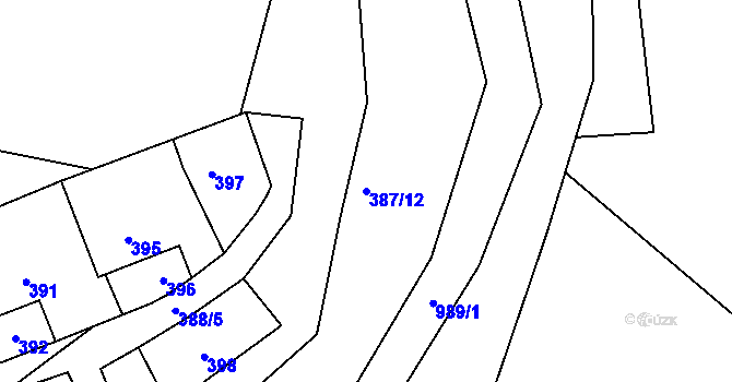 Parcela st. 387/12 v KÚ Hostim u Berouna, Katastrální mapa