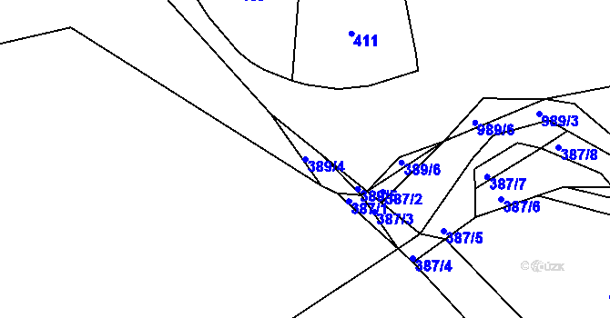 Parcela st. 389/4 v KÚ Hostim u Berouna, Katastrální mapa