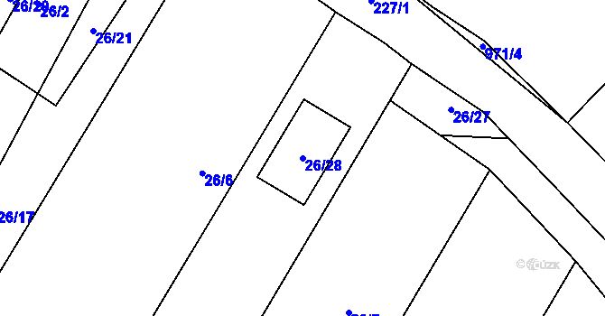 Parcela st. 26/28 v KÚ Hostim u Berouna, Katastrální mapa