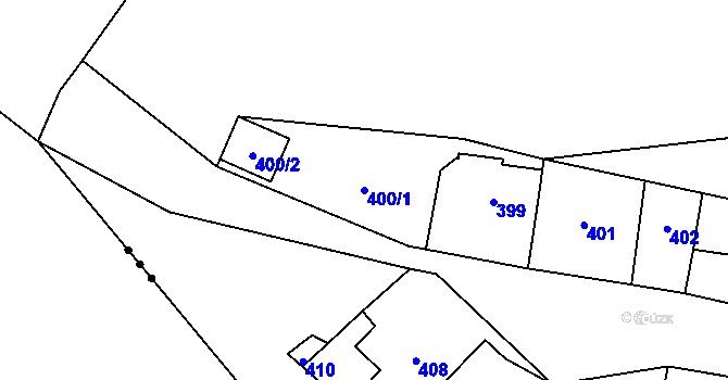 Parcela st. 400/1 v KÚ Hostim u Berouna, Katastrální mapa