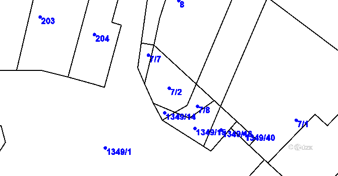 Parcela st. 7/2 v KÚ Hostim, Katastrální mapa