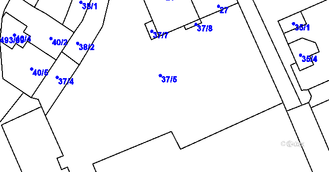 Parcela st. 37/5 v KÚ Hostim, Katastrální mapa