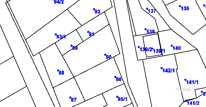 Parcela st. 90 v KÚ Hostim, Katastrální mapa