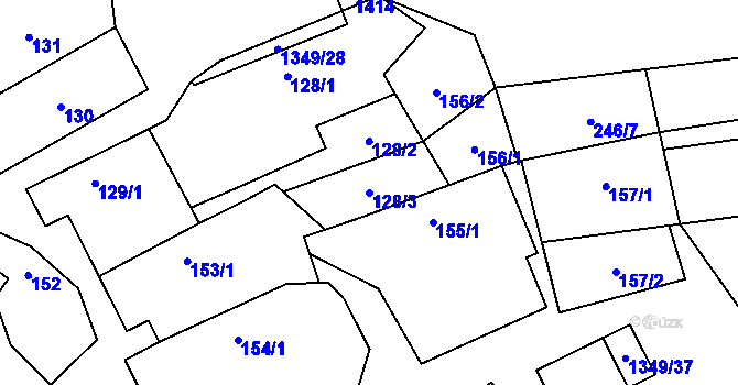 Parcela st. 128/3 v KÚ Hostim, Katastrální mapa