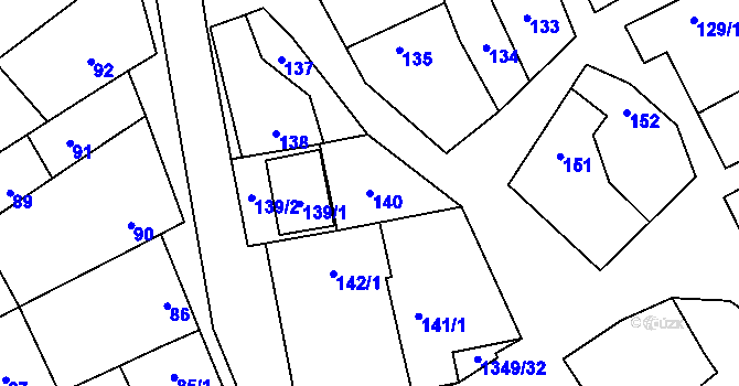 Parcela st. 140 v KÚ Hostim, Katastrální mapa