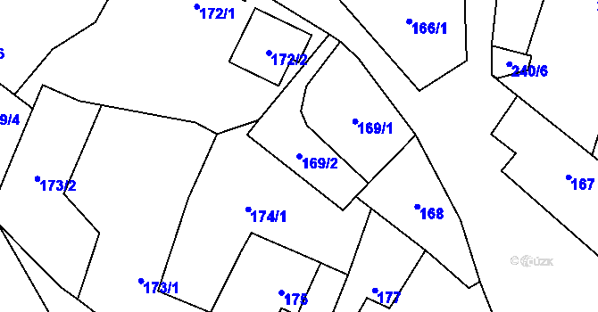 Parcela st. 169/2 v KÚ Hostim, Katastrální mapa