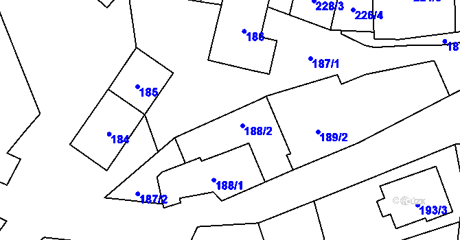 Parcela st. 188/2 v KÚ Hostim, Katastrální mapa