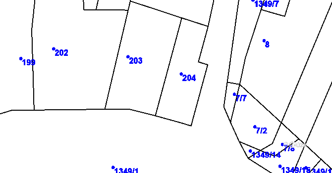 Parcela st. 204 v KÚ Hostim, Katastrální mapa