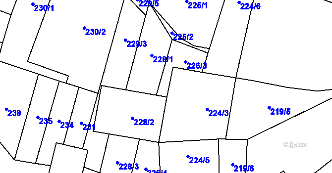 Parcela st. 226/3 v KÚ Hostim, Katastrální mapa