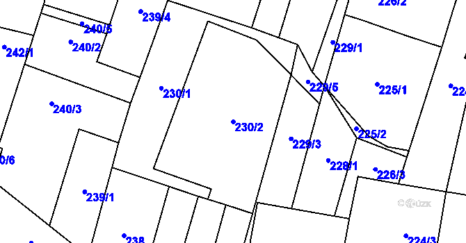 Parcela st. 230/2 v KÚ Hostim, Katastrální mapa