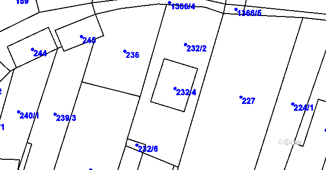 Parcela st. 232/4 v KÚ Hostim, Katastrální mapa