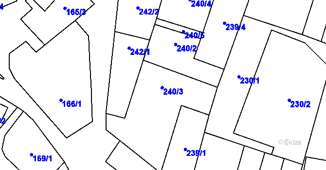 Parcela st. 240/3 v KÚ Hostim, Katastrální mapa