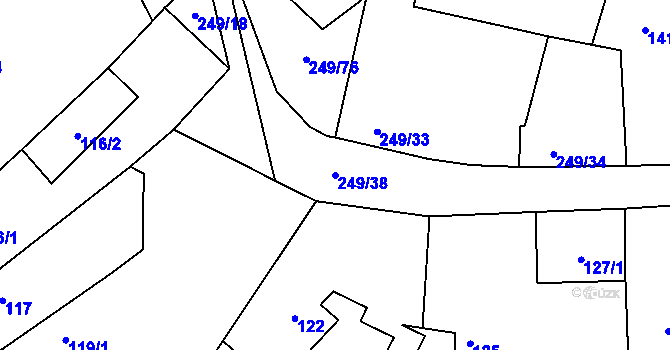 Parcela st. 249/38 v KÚ Hostim, Katastrální mapa