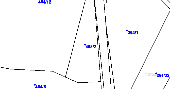 Parcela st. 488/2 v KÚ Hostim, Katastrální mapa