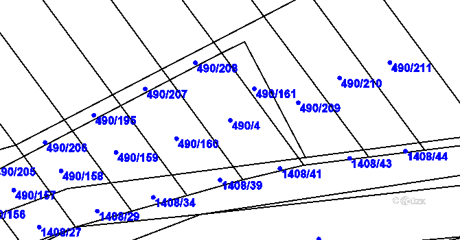 Parcela st. 490/4 v KÚ Hostim, Katastrální mapa