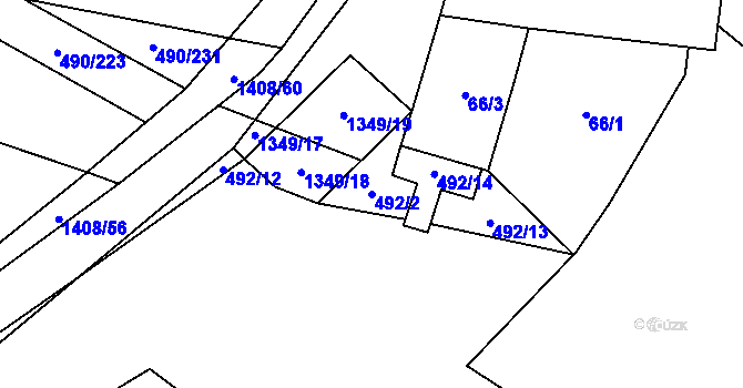 Parcela st. 492/2 v KÚ Hostim, Katastrální mapa