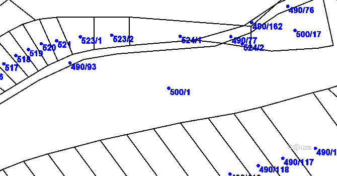 Parcela st. 500/1 v KÚ Hostim, Katastrální mapa