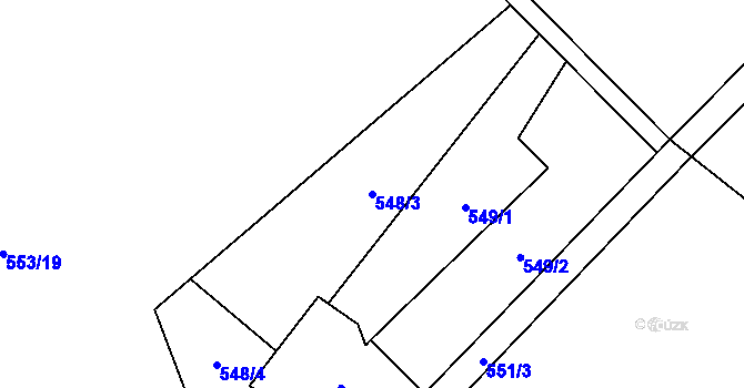 Parcela st. 548/3 v KÚ Hostim, Katastrální mapa
