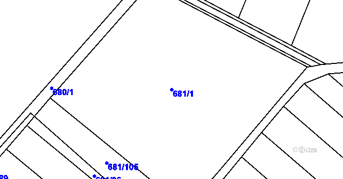 Parcela st. 681/1 v KÚ Hostim, Katastrální mapa