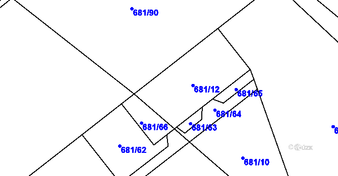 Parcela st. 681/12 v KÚ Hostim, Katastrální mapa