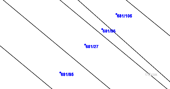 Parcela st. 681/27 v KÚ Hostim, Katastrální mapa