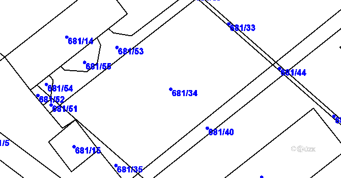 Parcela st. 681/34 v KÚ Hostim, Katastrální mapa