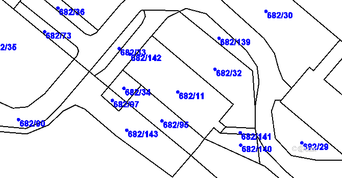 Parcela st. 682/11 v KÚ Hostim, Katastrální mapa