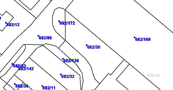 Parcela st. 682/30 v KÚ Hostim, Katastrální mapa