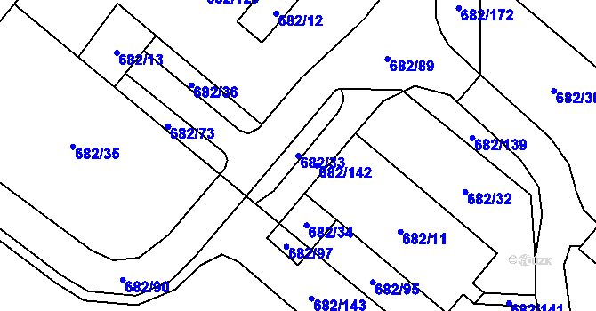 Parcela st. 682/33 v KÚ Hostim, Katastrální mapa