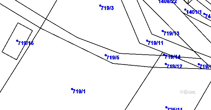 Parcela st. 719/5 v KÚ Hostim, Katastrální mapa