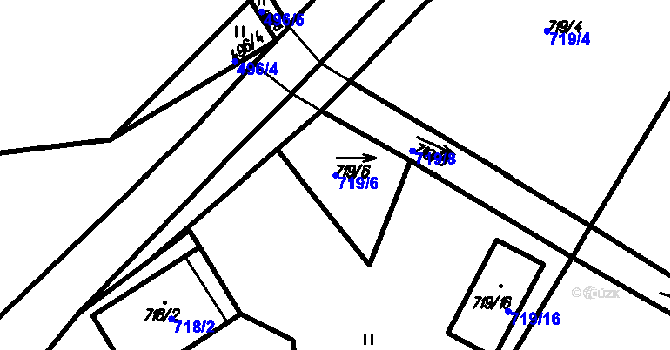 Parcela st. 719/6 v KÚ Hostim, Katastrální mapa