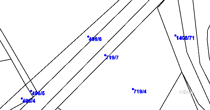 Parcela st. 719/7 v KÚ Hostim, Katastrální mapa