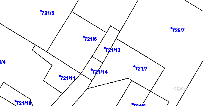 Parcela st. 721/13 v KÚ Hostim, Katastrální mapa