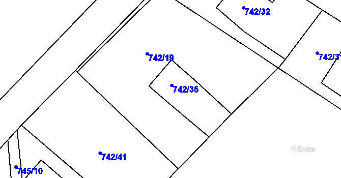 Parcela st. 742/35 v KÚ Hostim, Katastrální mapa