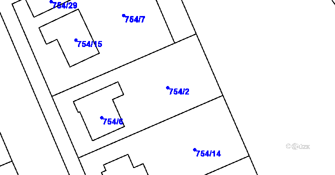 Parcela st. 754/2 v KÚ Hostim, Katastrální mapa