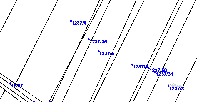 Parcela st. 1237/5 v KÚ Hostim, Katastrální mapa
