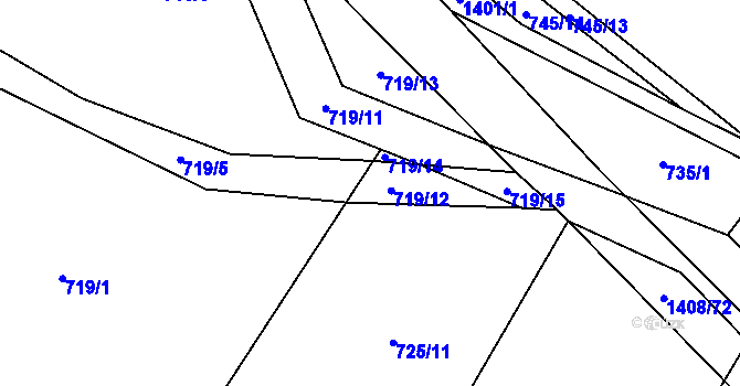Parcela st. 719/12 v KÚ Hostim, Katastrální mapa