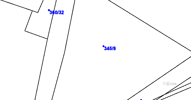 Parcela st. 345/8 v KÚ Hostim, Katastrální mapa