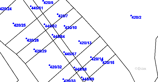 Parcela st. 420/13 v KÚ Hostim, Katastrální mapa