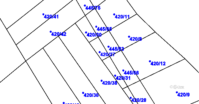 Parcela st. 420/27 v KÚ Hostim, Katastrální mapa