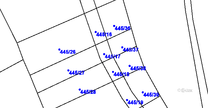 Parcela st. 445/17 v KÚ Hostim, Katastrální mapa
